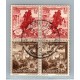 ALEMANIA 1939 ESTAMPILLAS SE-TENANT ZUSAMMENDRUCKE USADAS QUE SON MUCHO MAS RARAS EN CUADRO CON MATASELLO DE FLORES
